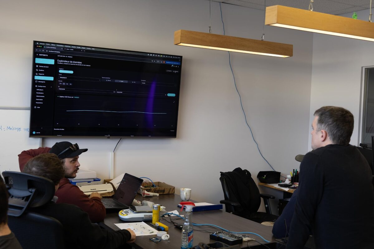 Connected-product dashboards on screen in the lab